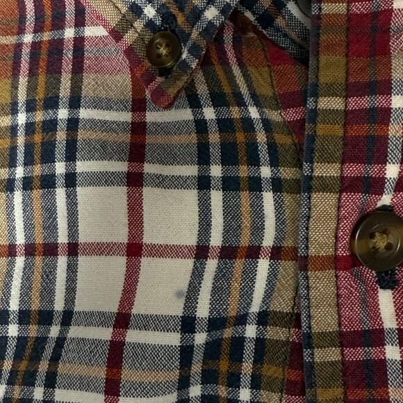 Carhartt Mens Relaxed Fit Plaid Button-Up Shirt Red/White Medium Long Sleeve Cot - Picture 5 of 9